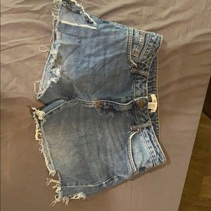 Distressed jean shorts